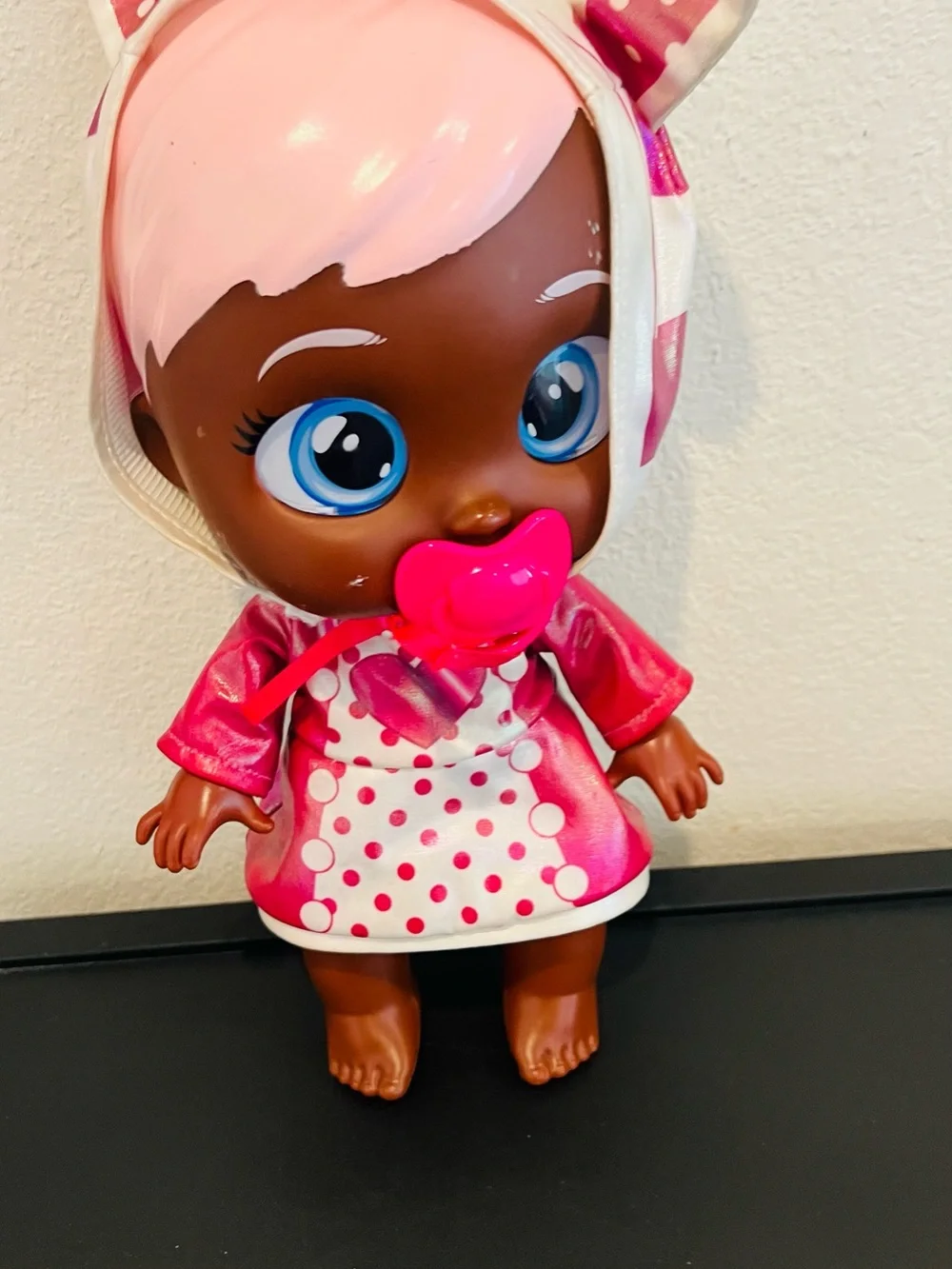 Pink Polka-Dot Baby Doll with Pacifier